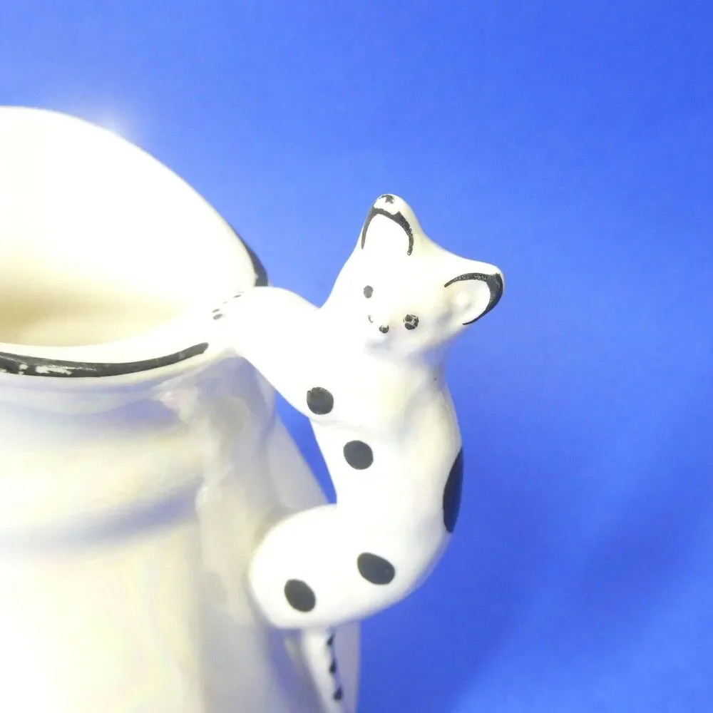 Cat Handle Creamer Vintage Cream Pitcher Porcelain Czechoslovakia